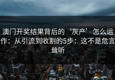 澳门开奖结果背后的‘灰产’怎么运作：从引流到收割的5步：这不是危言耸听