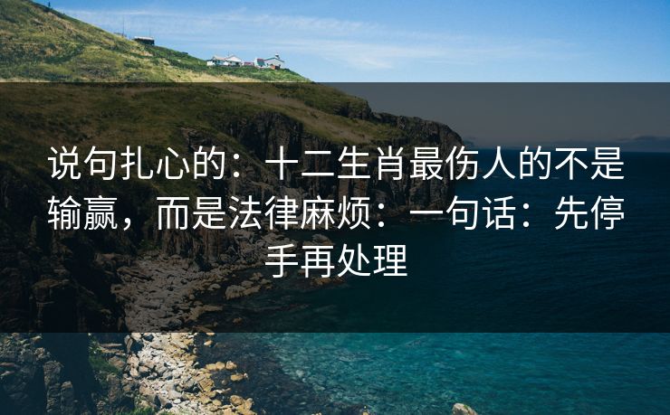 说句扎心的:十二生肖最伤人的不是输赢,而是法律麻烦:一句话:先停手再处理 说句扎心的:十二生肖最伤人的不是输赢,而是法律麻烦:一句话:先停手再处理